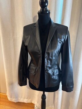 LOFT Black Leather Blazer size 2P